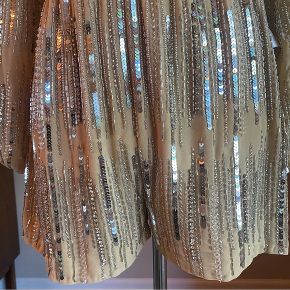 Ieena for Mac Duggal 10563 Long Sleeve Sparkle Beaded Sequin Surplice Romper NWT - Picture 5 of 12